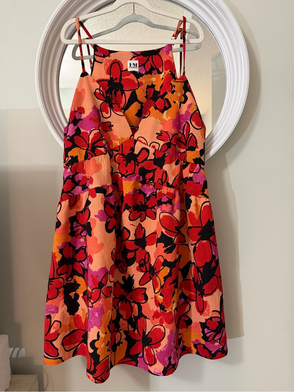 Hilary MacMillan Bold Red & Pink Floral Abstract Pattern Statement Piece